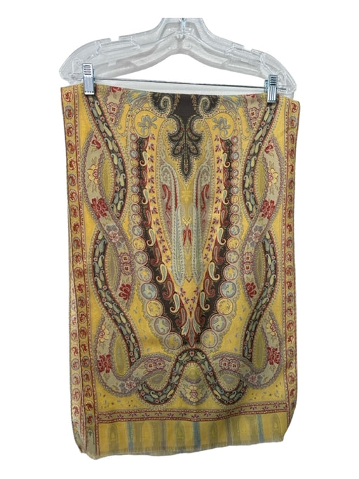 Etro Yellow Red Blue Rectangle Paisley Fringe hem scarf Yellow Red Blue / One Size