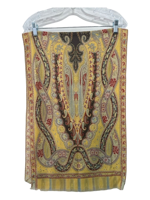 Etro Yellow Red Blue Rectangle Paisley Fringe hem scarf Yellow Red Blue / One Size