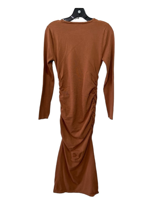 Dissh Size 8 Camel Brown Viscose Blend Round Neck Long Sleeve Maxi Dress Camel Brown / 8