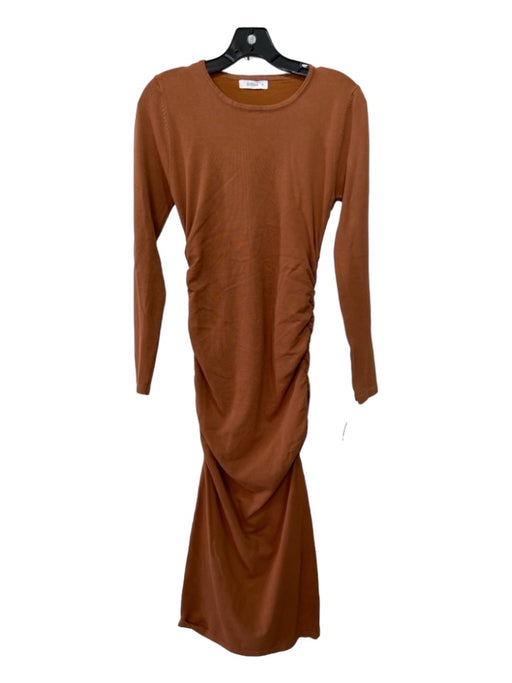 Dissh Size 8 Camel Brown Viscose Blend Round Neck Long Sleeve Maxi Dress Camel Brown / 8