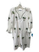 Bindu Size S White Green Brown Cotton Palm Tree V Neck Long Sleeve Shift Dress White Green Brown / S