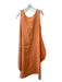 Oversize Size One Size Orange Linen Round Neck Sleeveless Pockets Dress Orange / One Size