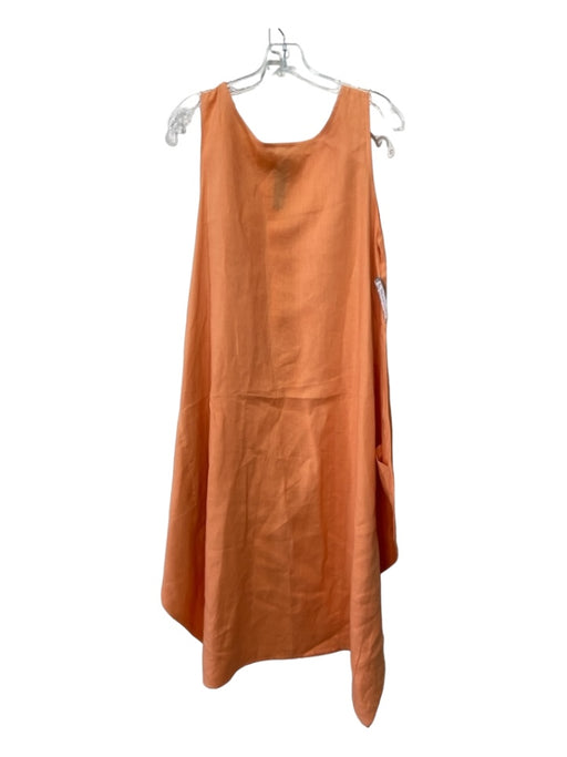 Oversize Size One Size Orange Linen Round Neck Sleeveless Pockets Dress Orange / One Size