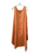 Oversize Size One Size Orange Linen Round Neck Sleeveless Pockets Dress Orange / One Size