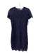 Tory Burch Size XS Navy Cotton Floral Lace Overlay Cap Sleeve Sheath Dress Navy / XS