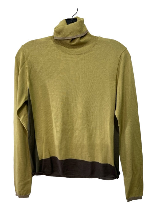 Adrienne Vittadini Size M Green & Brown Wool & Silk Long Sleeve Turtleneck Top Green & Brown / M