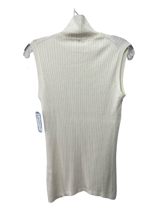 Vince Size S White Rayon Blend Ribbed Mock Neck Sleeveless Top White / S