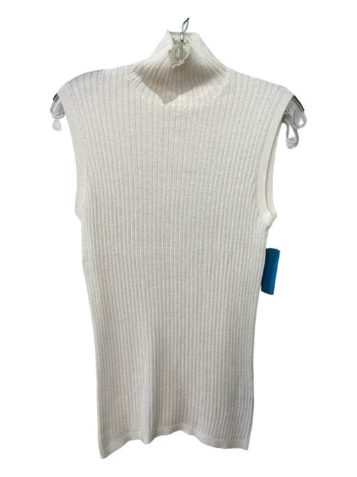 Vince Size S White Rayon Blend Ribbed Mock Neck Sleeveless Top White / S