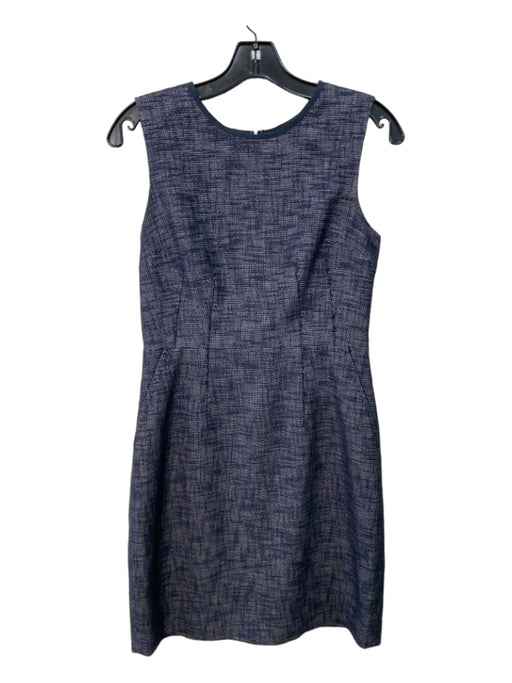 Elie Tahari Size 6 Navy Cotton Blend Tweed Sleeveless Back Zip Dress Navy / 6