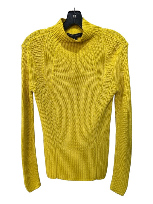 Ralph Lauren Black Size XS Yellow Cotton Blend Mock Neck Ribbed Knit Sweater Yellow / XS