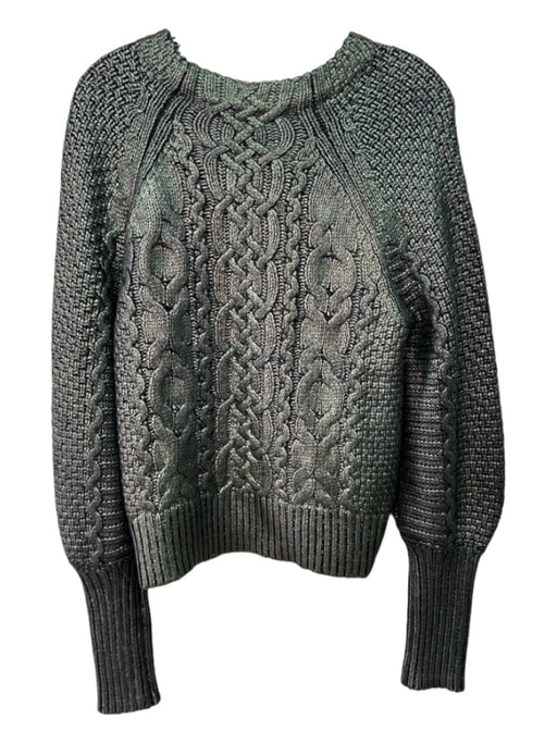 Veronica Beard Size S Green & Black Wool Blend Coated Cable Knit Shimmer Sweater Green & Black / S