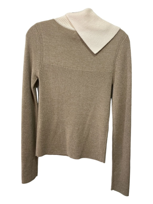 See By Chloe Size M Brown & Beige Wool Fold Over Collar Knit Long Sleeve Sweater Brown & Beige / M