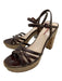 Prada Sport Shoe Size 40 Beige & Brown Leather open toe Strappy Cork Sole Pumps Beige & Brown / 40