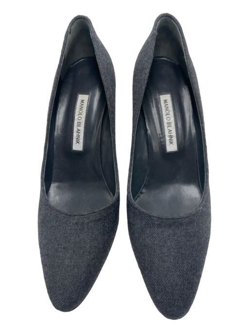 Manolo Blahnik Shoe Size 40 Gray Wool Almond Toe Block Heel Closed back Pumps Gray / 40