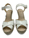 Christian Louboutin Shoe Size 39 White & Beige Leather Criss Cross Wedges White & Beige / 39