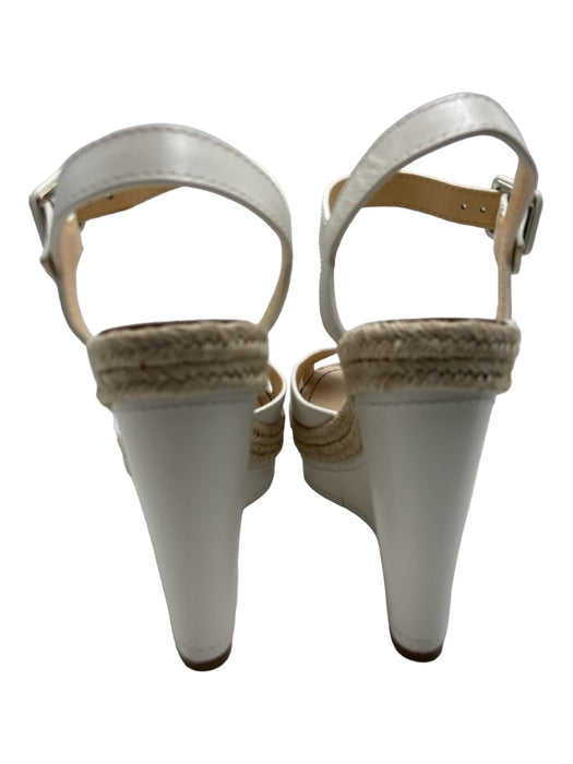 Christian Louboutin Shoe Size 39 White & Beige Leather Criss Cross Wedges White & Beige / 39