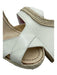 Christian Louboutin Shoe Size 39 White & Beige Leather Criss Cross Wedges White & Beige / 39