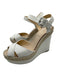 Christian Louboutin Shoe Size 39 White & Beige Leather Criss Cross Wedges White & Beige / 39