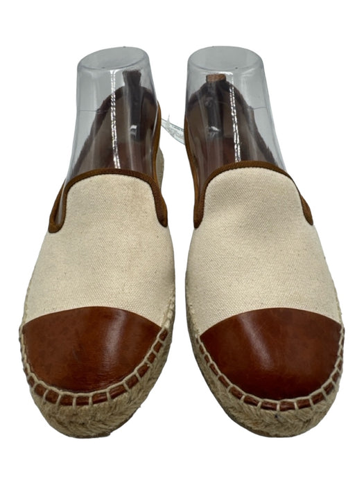 Fendi Shoe Size 40 White & Brown Canvas & Leather round toe Espadrille White & Brown / 40