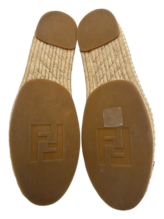 Fendi Shoe Size 40 White & Brown Canvas & Leather round toe Espadrille White & Brown / 40