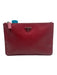 Prada Red Saffiano Leather Clutch Top Zip Logo Silver hardware Bag Red / S