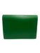 Ann Mashburn Green Leather Flap Clutch Contrast Stitching Bag Green / S