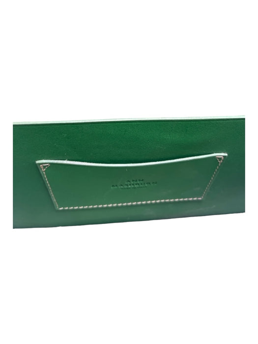 Ann Mashburn Green Leather Flap Clutch Contrast Stitching Bag Green / S