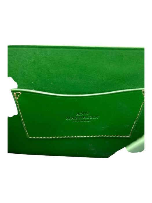 Ann Mashburn Green Leather Flap Clutch Contrast Stitching Bag Green / S