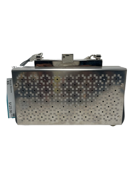 Wendy Stevens Silver & Black Metal Laser Cut Crossbody Hinge kiss lock Bag Silver & Black / XS