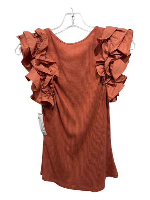 Ulla Johnson Size S Burnt Orange Cotton Blend Ribbed Round Neck Top Burnt Orange / S