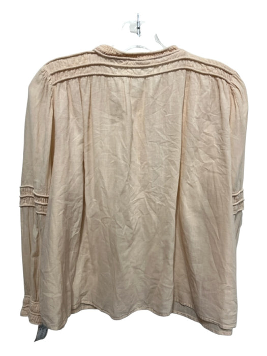 Mirth Size S Beige Cotton Semi Sheer Cord Detail Button Front Top Beige / S