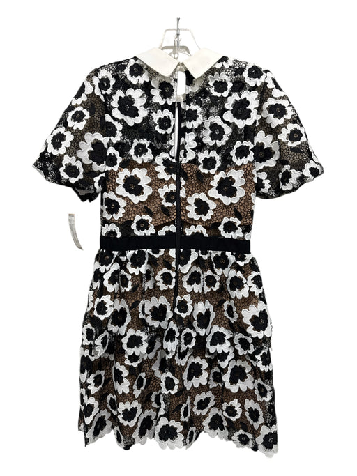Self Portrait Size S / 6 Black, White, Tan Polyester Crochet Lace Overlay Dress Black, White, Tan / S / 6