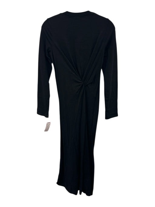 A Piece Apart Size S Black Cotton Blend Long Sleeve Midi Twist Detail Dress Black / S