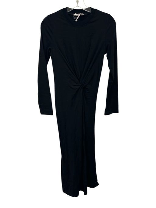 A Piece Apart Size S Black Cotton Blend Long Sleeve Midi Twist Detail Dress Black / S