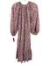 Cleobella Size XS Purple & White Cotton Long puff sleeve Floral Split Neck Dress Purple & White / XS