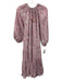 Cleobella Size XS Purple & White Cotton Long puff sleeve Floral Split Neck Dress Purple & White / XS