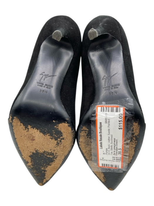Giuseppe Zanotti Shoe Size 38.5 Black Leather Suede Pointed Toe Stiletto Pumps Black / 38.5