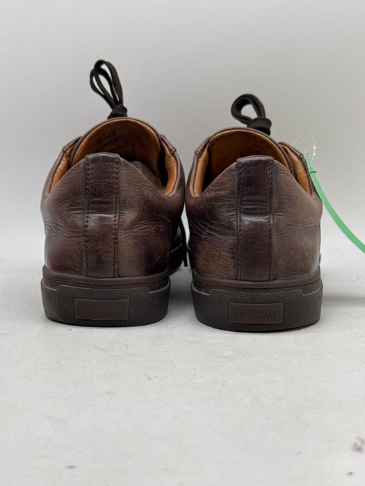 Thursday Shoe Size 9 Brown Leather Low Top Lace Up Sneakers