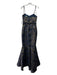 Mikael Aghal Size 4 navy & gold Polyester Floral Jacquard Strapless Tulle Gown navy & gold / 4