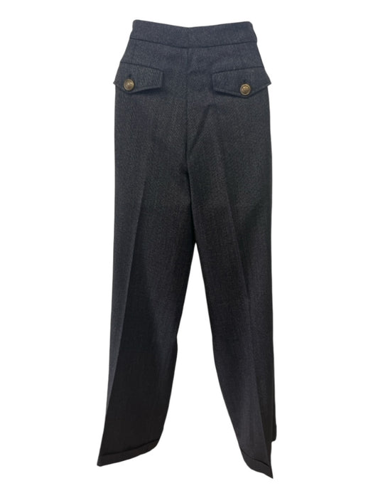 Gucci Size 44 Gray Wool Blend Mid Rise Trouser Straight Leg Flat Pockets Pants Gray / 44