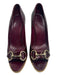 Gucci Shoe Size 8.5 Merlot Red Patent Leather open toe Horsebit Stiletto Pumps Merlot Red / 8.5