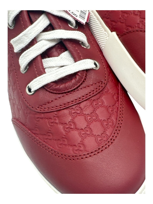 Gucci Shoe Size 39.5 Red & White Leather Guccisima High Top Lace Up Sneakers Red & White / 39.5