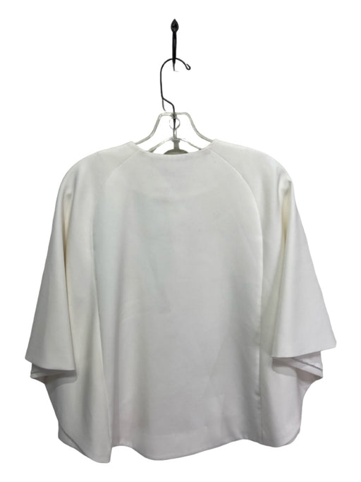 Abbey Glass Size S White Polyester Blend Button Front Cape Sleeve Jacket White / S