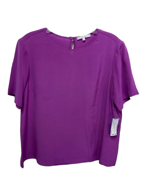 Annie Griffin Size M Purple Silk Round Neck Short Sleeve Keyhole Back Top Purple / M