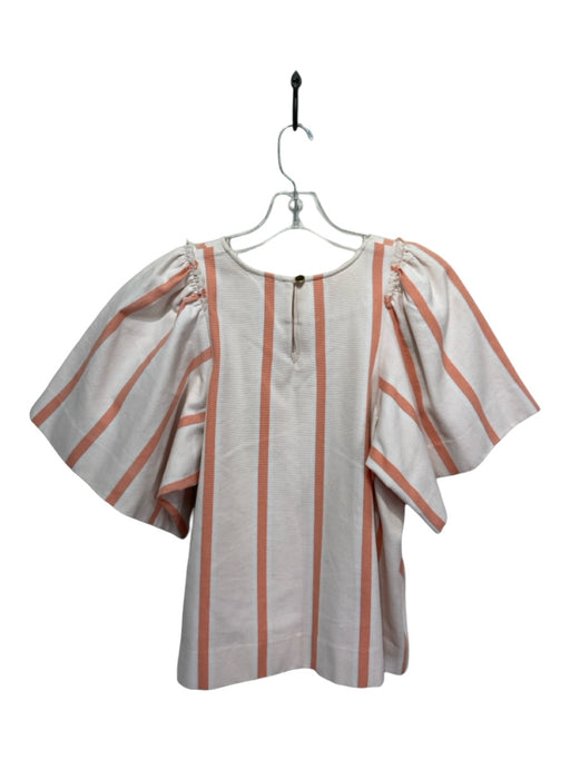 Marie Oliver Size S White & Orange Round Embroidered Neck Short Sleeve Top White & Orange / S
