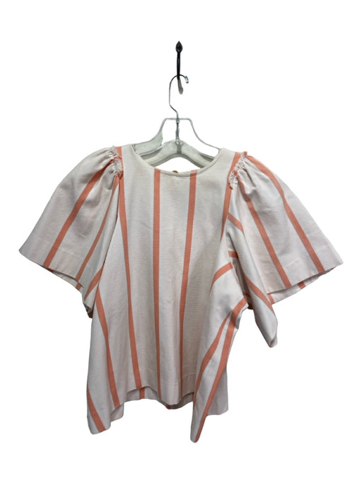 Marie Oliver Size S White & Orange Round Embroidered Neck Short Sleeve Top White & Orange / S