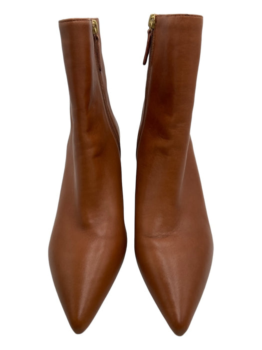 J Crew Shoe Size 8 Camel Brown Leather Ankle Pointed Toe Block Heel Booties Camel Brown / 8