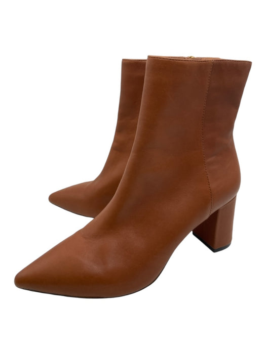 J Crew Shoe Size 8 Camel Brown Leather Ankle Pointed Toe Block Heel Booties Camel Brown / 8