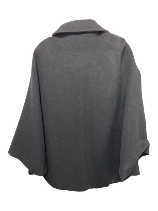 Annie Griffin Size S Black Wool Blend Cape Button Front Arm Holes Pockets Jacket Black / S