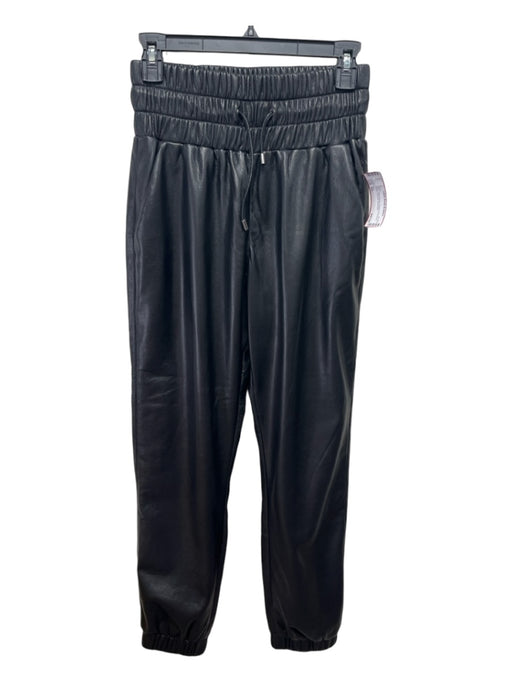 Joie Size XS Black Polyurethane Elastic Drawstring Jogger Pockets Pants Black / XS